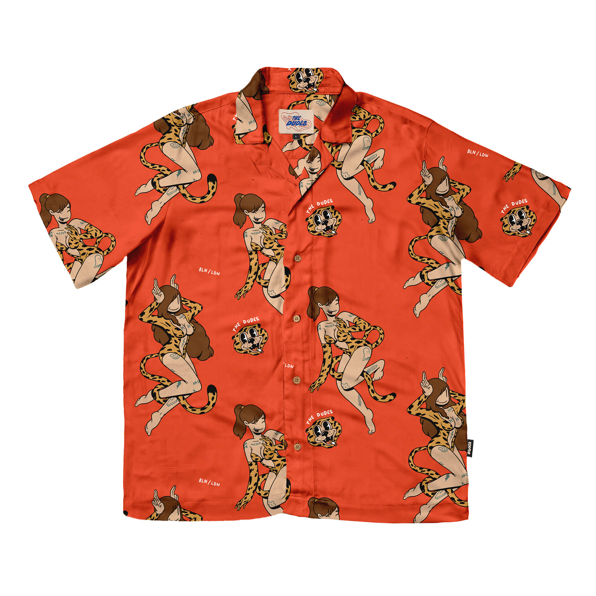 The Dudes & mcbess - Meow Red hawaiian shirt