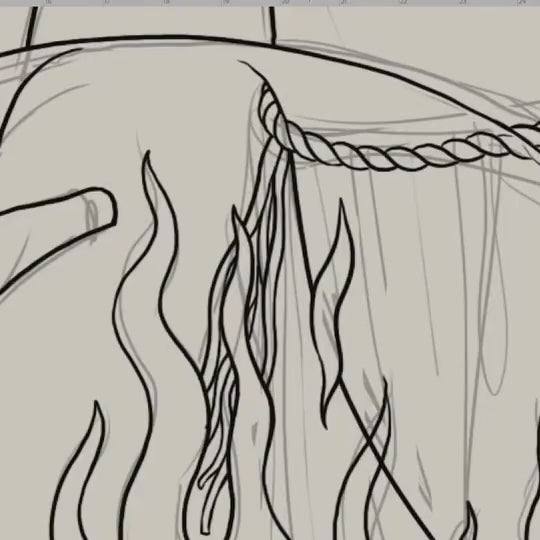 mcbess drawing fringe strands and flames